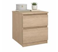 WELL HOME MOBILIARIO & DECORACIÓN Mesita de Noche, Mesa Auxiliar SIL Oak con 2 Cajones, Color Jackson Hickory, 40 x 50 x 50 cm