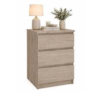 WELL HOME MOBILIARIO & DECORACIÓN Mesita de Noche, Mesa Auxiliar SIL Oak con 3 Cajones, Color Jackson Hickory, 41 x 50 x 70 cm