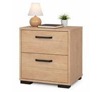 WELL HOME MOBILIARIO & DECORACIÓN Mesita de Noche, Mesilla Auxiliar Eria Oak con 2 cajones en Color Roble 41 x 40 x 45 cm