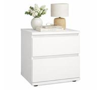 WELL HOME MOBILIARIO & DECORACIÓN Mesita de Noche, Mesilla Auxiliar Júcar White con 2 cajones en Color Blanco 41 x 34 x 49 cm