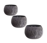 WELL HOME MOBILIARIO & DECORACIÓN Pack 3 macetas Bowl Sandy de plástico con depósito en Color Antracita, tamaño Set L
