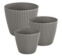 WELL HOME MOBILIARIO & DECORACIÓN Pack 3 macetas Redondas (5/11,5/28,2 litros) Splofy de plastico en Color Gris