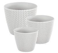 WELL HOME MOBILIARIO & DECORACIÓN Pack 3 macetas Redondas (5/8/11,5 litros) Splofy de plastico en Color Blanco