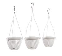 WELL HOME MOBILIARIO & DECORACIÓN Pack 3 macetas Redondas Colgantes (3/4,8/4,8 litros) Splofy Round de plastico en Color Blanco