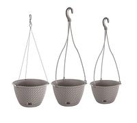 WELL HOME MOBILIARIO & DECORACIÓN Pack 3 macetas Redondas Colgantes (3/4,8/4,8 litros) Splofy Round de plastico en Color Gris