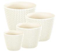 WELL HOME MOBILIARIO & DECORACIÓN Pack 4 macetas Redondas (5/8/11,5/18,6 litros) Splofy de plastico en Color Crema