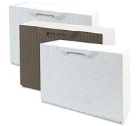 WELL HOME MOBILIARIO & DECORACIÓN Pack de 3 zapateros color blanco y zapatero en color marron de polipropileno ACABADO RATTAN