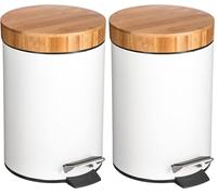 WELL HOME MOBILIARIO & DECORACIÓN Papelera metálica 3L bambú natureo (Paquete de 2)