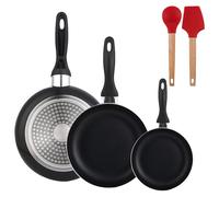 WELL HOME MOBILIARIO & DECORACIÓN Set 3 sartenes Wellhome 16/20/24 aluminio prensado+Juego de 2 utensilios de cocina de silicona