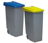 WELL HOME MOBILIARIO & DECORACIÓN Set de 2 Contenedores Cerrados de 110L Azul + Amarillo H.88cm