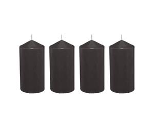 WELL HOME MOBILIARIO & DECORACIÓN Set de 4 Velas de cera en color Negro Ø5x10cm y 25h de combustión