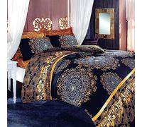 WELL HOME MOBILIARIO & DECORACIÓN Set de Funda nórdica + 2 Fundas Almohada 240x220 Negro Amarillo Beige marrón