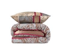 WELL HOME MOBILIARIO & DECORACIÓN Set de Funda nórdica + 2 Fundas de Almohada 260x220 Crema Negro Gris Rojo clarete Blanco