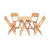 WELL HOME MOBILIARIO & DECORACIÓN Set de Mesa y sillas de jardín (5 Piezas), 100% Madera DE Haya, Marrón, 80x72x60