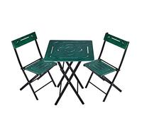 WELL HOME MOBILIARIO & DECORACIÓN Set de Mesa y sillas de jardín Negro, 100% MDF, Patas de Metal, Verde y Negro, 60x73x60