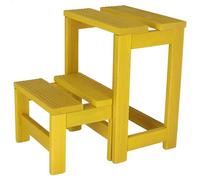 WELL HOME MOBILIARIO & DECORACIÓN Taburete Escalera 2 peldaños Fabricado en Madera, Acabado en Amarillo, 32x23x40 cm