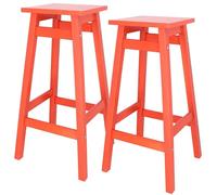 WELL HOME MOBILIARIO & DECORACIÓN Taburete 'Laira' en Madera de Pino Color Coral H.70cm