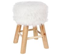 WELL HOME MOBILIARIO & DECORACIÓN Taburete Oslo Efecto Pelo Blanco Ø30x42cm