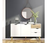 WELL HOME MOBILIARIO & DECORACIÓN Tajo Aparador 2 Puertas y 3 Cajones Roble Patinado y Blanco 148x40x82 cm/Mueble Auxiliar para Salón y Comedor con Diseño Contemporáneo