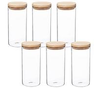 WELL HOME MOBILIARIO & DECORACIÓN Tapón Set de 6 tarros de Vidrio y Madera 1,3 L, x6 1300 ml