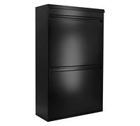 WELL HOME MOBILIARIO & DECORACIÓN Top Cubo Four Armario Sistema de organización de Basura y Reciclaje de Acero de 4 Cubos y Bandeja Superior Multiusos, Negro 97,5 x 58,5 x 24,5 cm