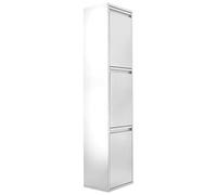 WELL HOME MOBILIARIO & DECORACIÓN Top Cubo Three Armario Sistema de organización de Basura y Reciclaje de Acero de 3 Cubos Multiusos, Blanco, 133,5 x 30,5 x 24,5 cm