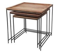 WELL HOME MOBILIARIO & DECORACIÓN Well Home Set de 3 mesas auxiliares en Madera de Acacia, Natural, 41x40x40 cm