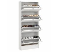 WELL HOME MOBILIARIO & DECORACIÓN Zapatero Abatible Adaja, Mueble Zapatero de 4 Puertas inclinables Color Blanco 71 x 25 x 162 cm