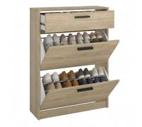 WELL HOME MOBILIARIO & DECORACIÓN Zapatero Eria, Zapatero Moderno con 2 Puertas Abatibles y 1 Cajón, Color Jackson Hickory, 71 x 24 x 94 cm