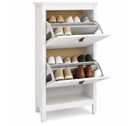 WELL HOME MOBILIARIO & DECORACIÓN Zapatero Guadalquivir, Zapatero Moderno con 2 Puertas Abatibles, Color Blanco, 54 x 25 x 103 cm