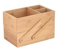 Well Home Organizador de Maquillaje 2 Niveles de Bambú Beige - Elegante, Funcional y Ecológico para Tocador y Accesorios