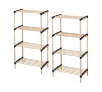 Well home - pack 2 zapateros 4 estantes madera y metal 49 cm