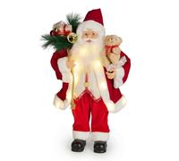 Well Home Papá Noel Decorativo con Osito de Peluche y Luz LED, Funciona con Pilas 40x26x80cm