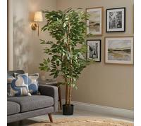 Well Home Planta Artificial Decorativa Grande Realista para Interiores: Ficus Artificial de 160cm con Maceta