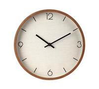 Wellhome Reloj de Pared Vintage Aspecto Madera Esfera Tela Beige Ø30 cm