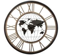 Well Home - Reloj mecánico Metálico mapamundi