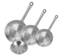 Well Home Set de 3 Sartenes Ø22Ø24Ø26cm en Acero inoxidable, Aptas para inducción y SIN antiadherente