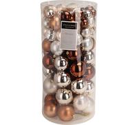 Well home set de 100 bolas de navidad color ámbar en tubo pet con diferentes diseños y acabados