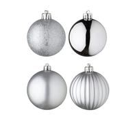 Well Home Set de 100 Bolas de Navidad Color Plata en Tubo Pet con Diferentes diseños y Acabados