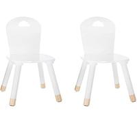 Well Home - Set de 2 sillas de Madera para niños - Decoración Nube - Color Blanco y marrón, 32x50x32cm