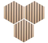 Well Home Set de 3 paneles decorativos 'Colva' Hexágono 30x26cm en MDF color Madera clara