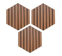 Well Home Set de 3 paneles decorativos 'Colva' Hexágono 30x26cm en MDF color Madera oscura
