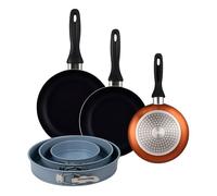 Well home set de 3 sartenes ø16ø20ø24cm de aluminio prensado en bronce metalizado+juego de 3 moldes de horno redondos ø12ø18ø22cm