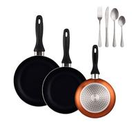 Well home set de 3 sartenes ø16ø20ø24cm de aluminio prensado en bronce metalizado+set de 16 cubiertos en acero inoxidable 36 cm