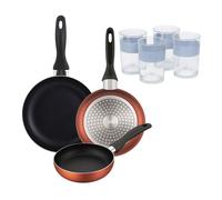 Well home set de 3 sartenes ø16ø20ø24cm de aluminio prensado en cobre metalizado+juego de 4 vasos de 0,5l