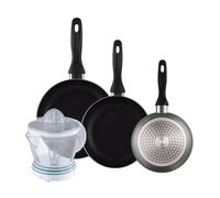 Well home set de 3 sartenes ø16ø20ø24cm de aluminio prensado en gris metalizado+exprimidor de 40w de potencia - capacidad de 1.2 litros 14 cm