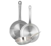 Well Home Set de 3 Sartenes Ø20Ø24Ø28cm en Acero inoxidable, Aptas para inducción y SIN antiadherente
