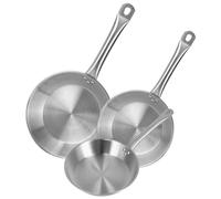 Well Home Set de 3 Sartenes Ø22Ø24Ø26cm en Acero inoxidable, Aptas para inducción y SIN antiadherente