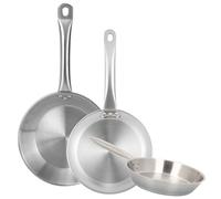 Well Home Set de 3 Sartenes Ø30Ø32Ø34cm en Acero inoxidable, Aptas para inducción y SIN antiadherente
