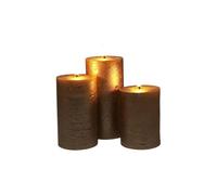 Well home set de 3 velas led en color oro de superficie rústica